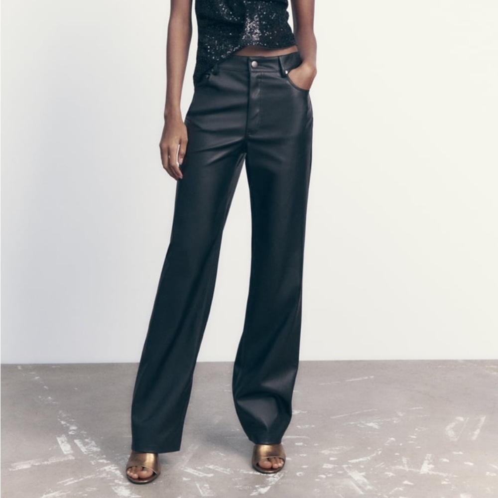 Zara faux leather full length 90’s pant